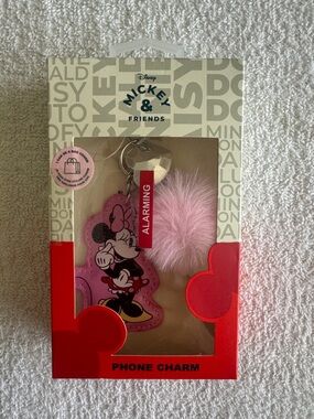 Disney Mickey & Friends Pink Minnie Mouse Pompom Phone Charm Keychain